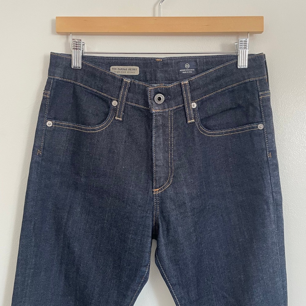 AG Adriano Goldschmied The Farrah Skinny High Rise Jeans Dark Indigo Blue 29‎ - Picture 4 of 11